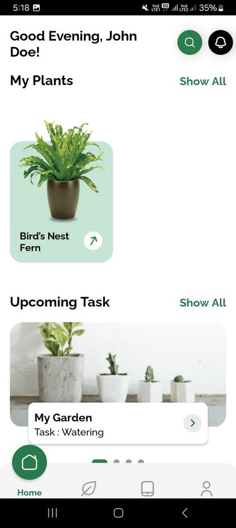Home dashboard